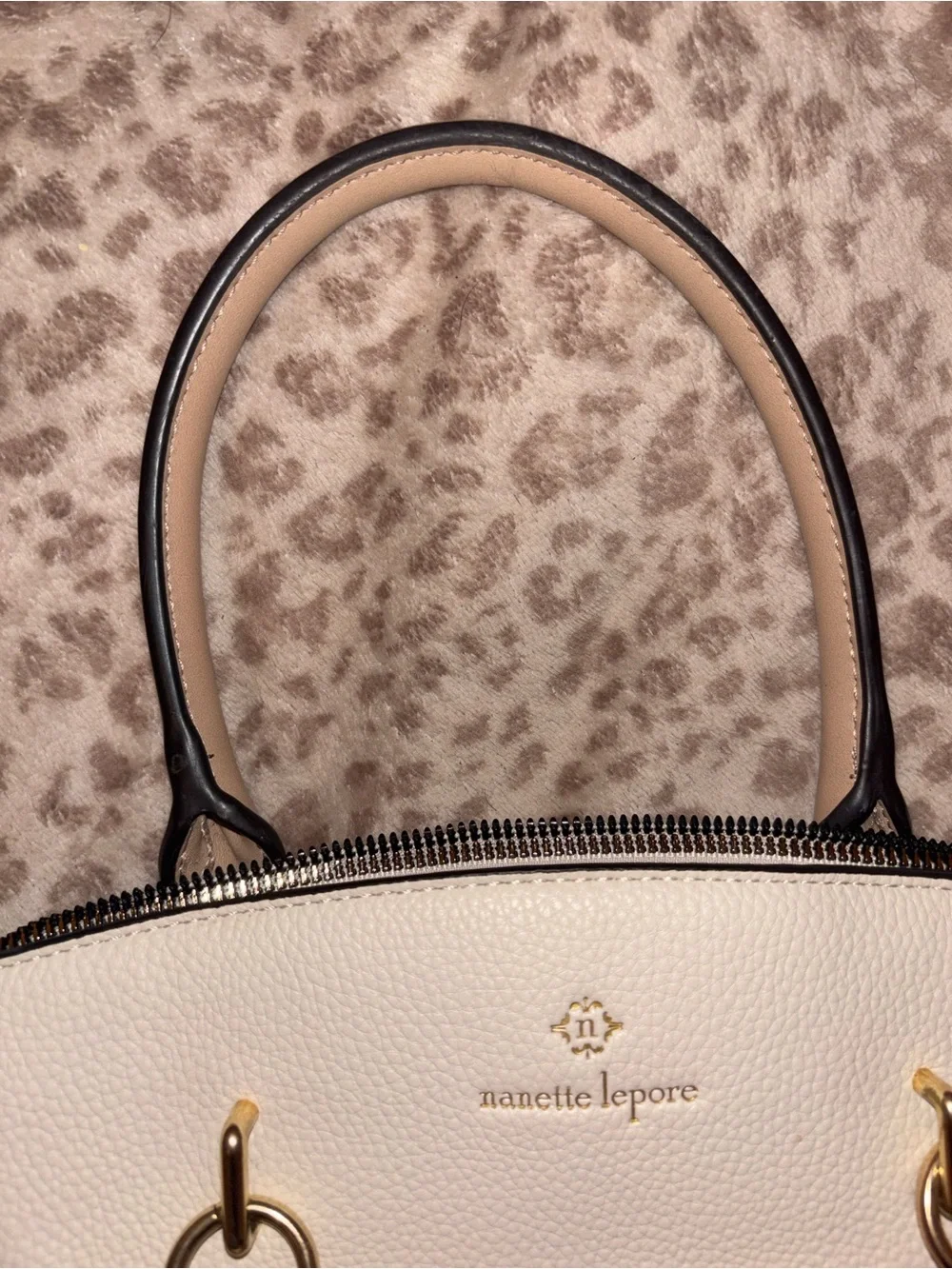 Nanette Lepore Cream & Beige Two-Tone Satchel